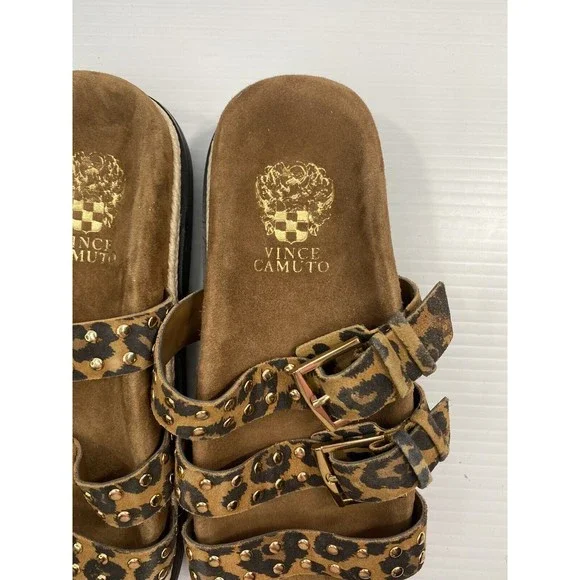 Vince Camuto Women’s Buckle Slides Sandals Animal Print Ciandra Worn little 6.5 - Picture 10 of 13